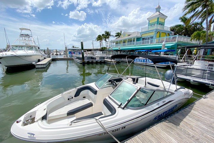 a boat docked at a dock